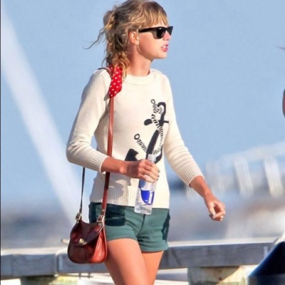 Club Monaco Cream Anchor-Print Crewneck Sweater